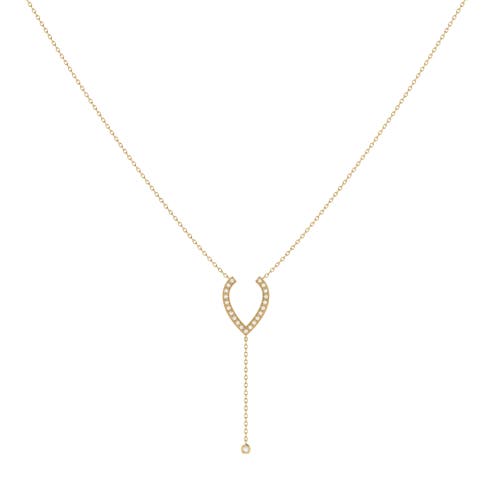 Shop Luvmyjewelry Drizzle Pear Teardrop Silver Diamond Lariat Necklace In 14kt Gold Vermeil On Sterling