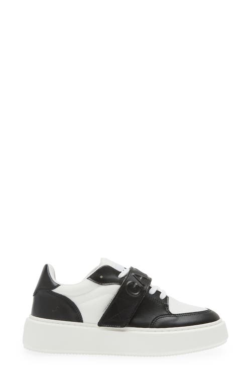 Shop Ganni Mixed Media Low Top Sneaker In Black/white Vintage