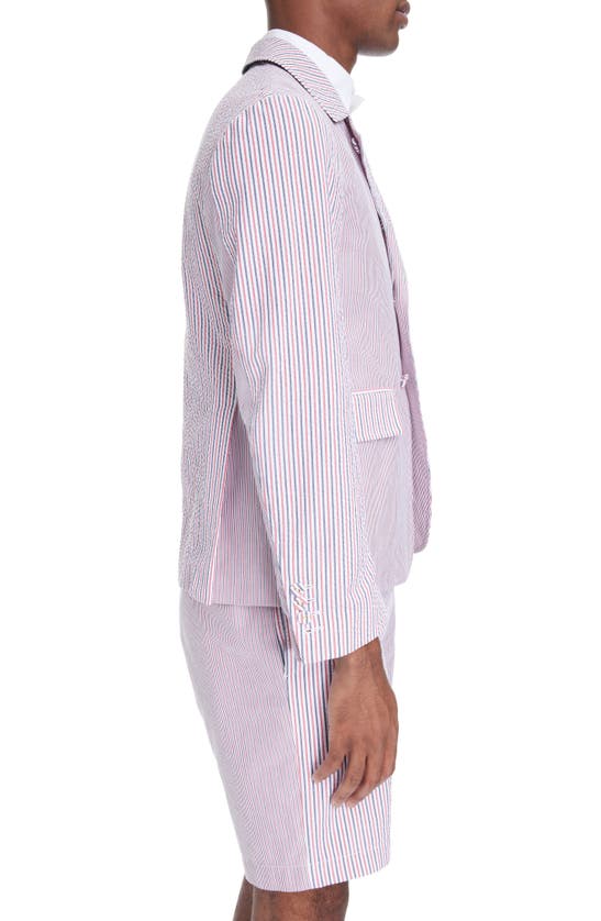 Shop Thom Browne Unconstructed Stripe Cotton Blazer In Pink Blue White
