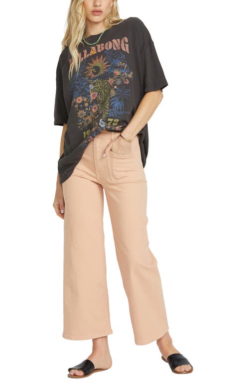 Shop Billabong Free Spirit Stretch Cotton Crop Wide Leg Pants In Clay