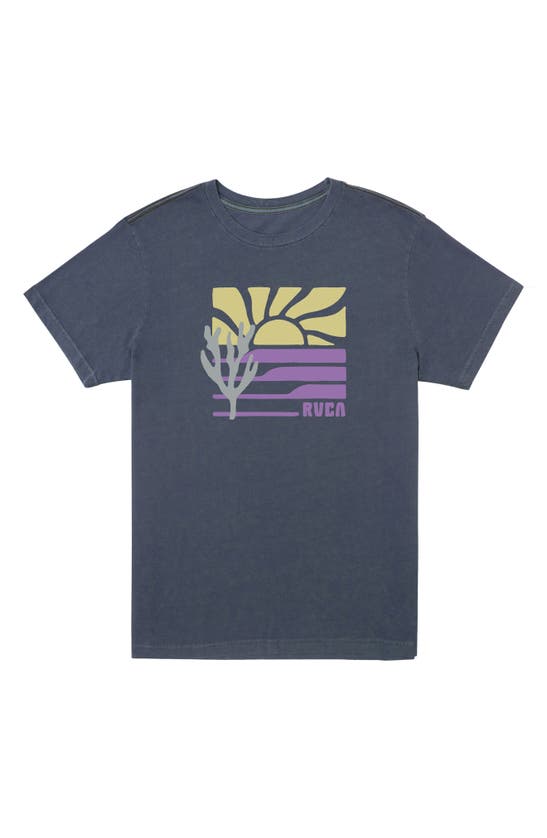 Shop Rvca Coral Point Graphic T-shirt In Moody Blue