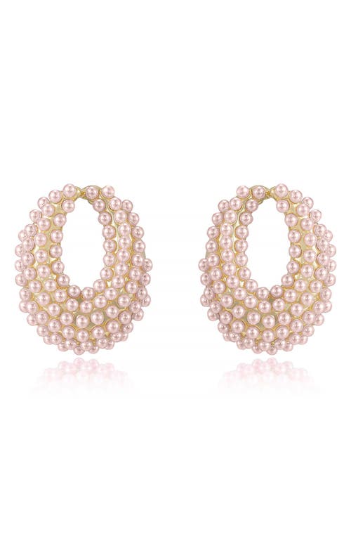 Shop Ettika Imitation Pearl Cluster Frontal Hoop Earrings In Pink