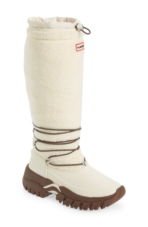 Shop Hunter Wanderer Fleece Waterproof Tall Boot In White Willow/brown Bolt