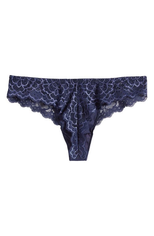 'Caresse' Lace Tanga Briefs in Ink Blue
