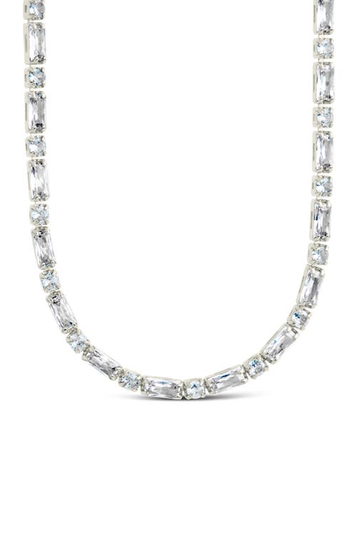 Sterling Forever Georgia Cubic Zirconia Tennis Necklace In Silver