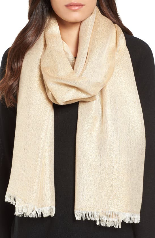Nordstrom Metallic Lightweight Wrap In Gold