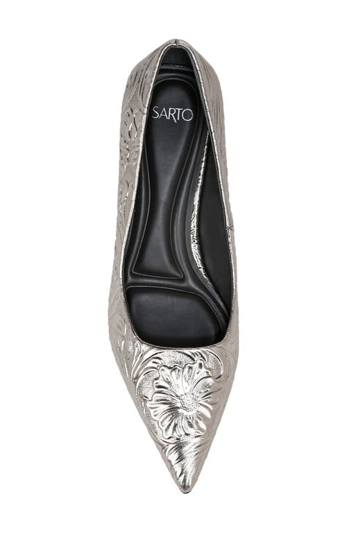 Sarto By Franco Sarto Diva Pointed Toe Kitten Heel Pump In Pewter