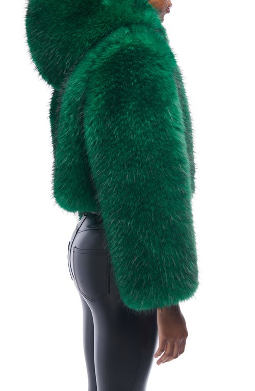 Azalea Wang Gemini Hooded Faux Fur Jacket In Green