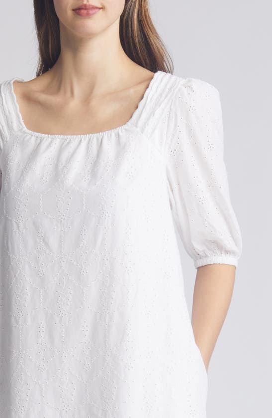 CASLON CASLON(R) EYELET COTTON SHIFT DRESS