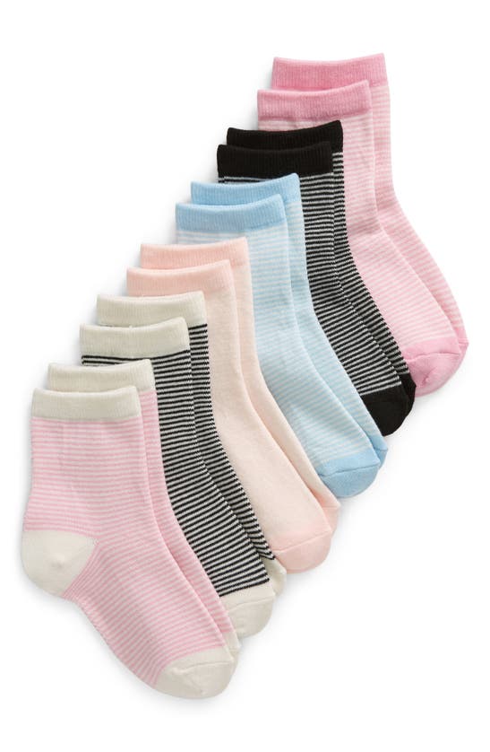 Nordstrom Kids' Assorted 6-pack Ankle Socks In Pink