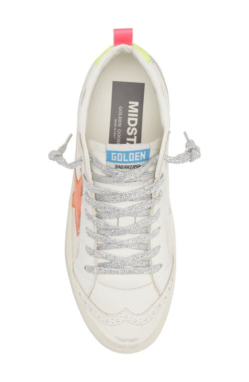 Shop Golden Goose Mid Star Sneaker In White/orange