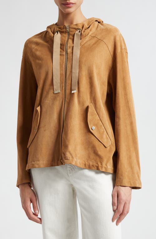 Herno Hooded Suede Jacket 2000 Camel at Nordstrom, Us