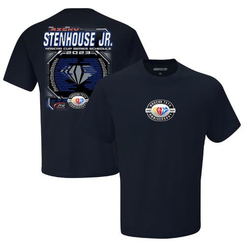 Men's Checkered Flag Ricky Stenhouse Jr. 2023 NASCAR Cup Series Schedule T-Shirt in Navy