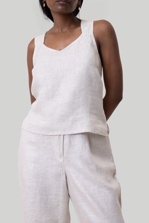 Shop Reistor Crossback Button Up Tank Top In Linen Check (lc)