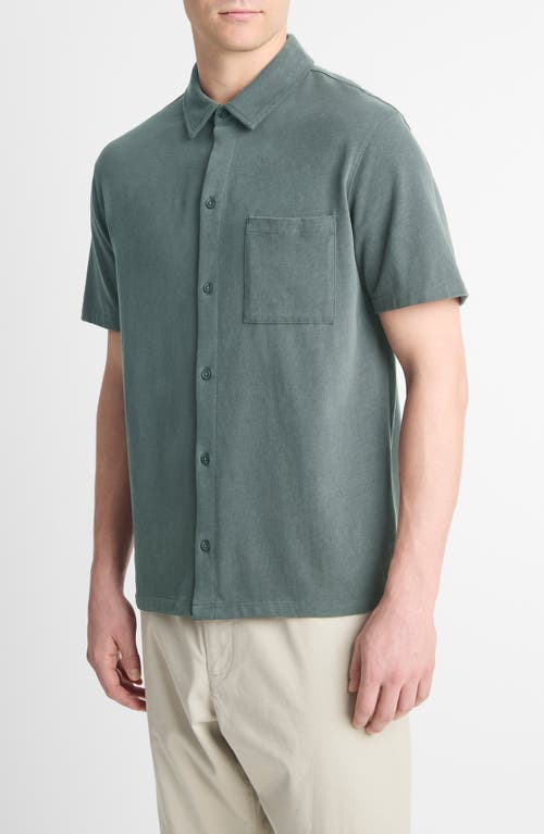 Vince Sueded Jersey Short Sleeve Button-Up Shirt at Nordstrom,