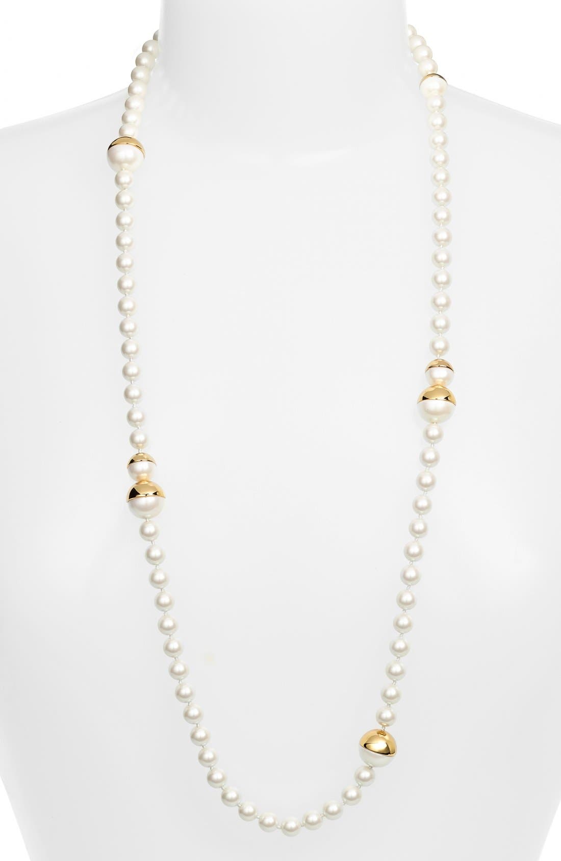kate spade new york 'bits & baubles' long faux pearl necklace Nordstrom