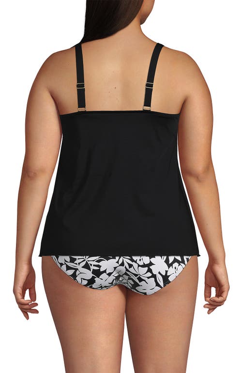 Shop Lands' End Plus Size Chlorine Resistant Tulip Hem Tankini Swimsuit Top In Black