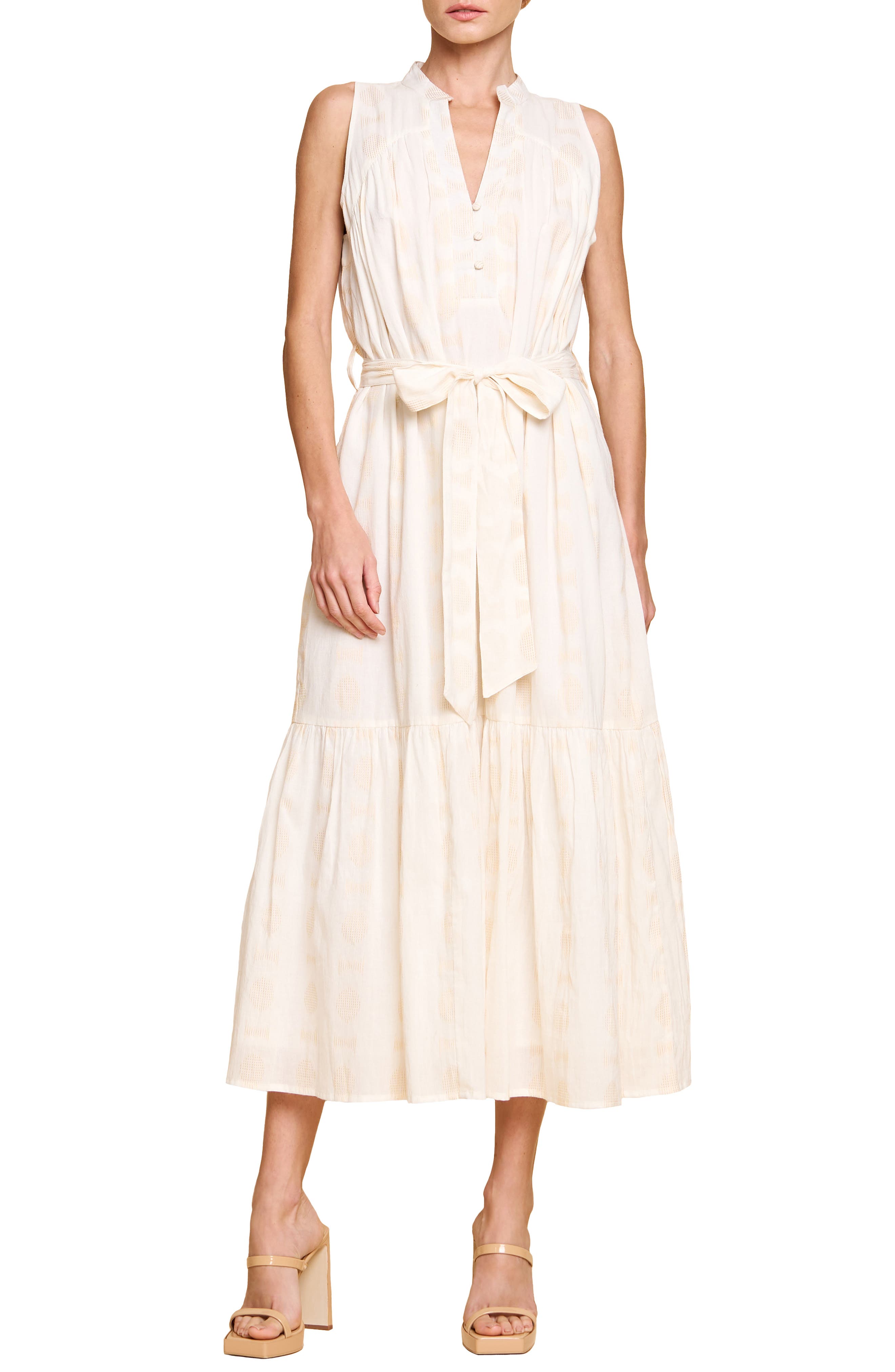 Tiered cotton-blend midi dress