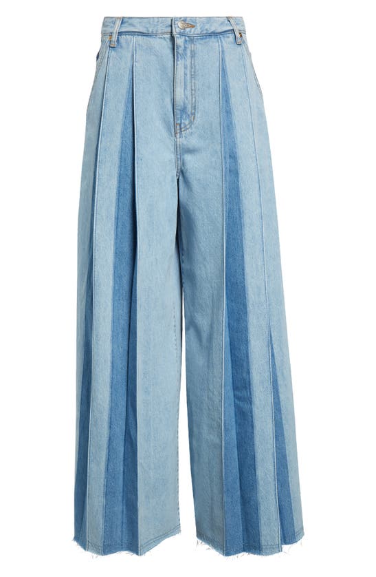 Shop Eenk Pleated Wide Leg Jeans In Blue