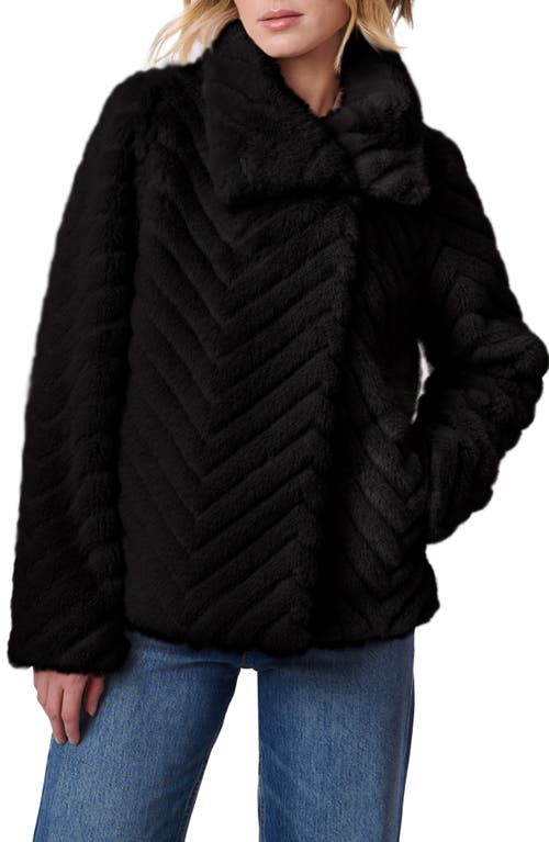 Bernardo Chevron Quilted Faux Fur Jacket In Black