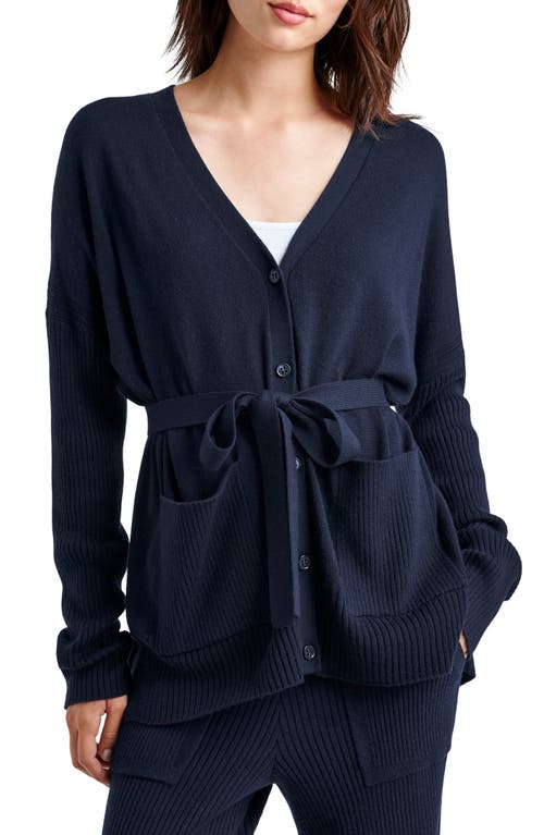 Splendid Georgie Belted Tunic Cardigan In Navy