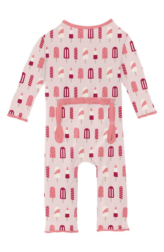 Shop Kickee Pants Ruffle Trim Popsicle Print Zip Coverall In Macaroon Popsicles
