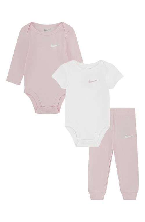 Nike Solid 3-Piece Bodysuits & Joggers Set Pink Foam at Nordstrom,