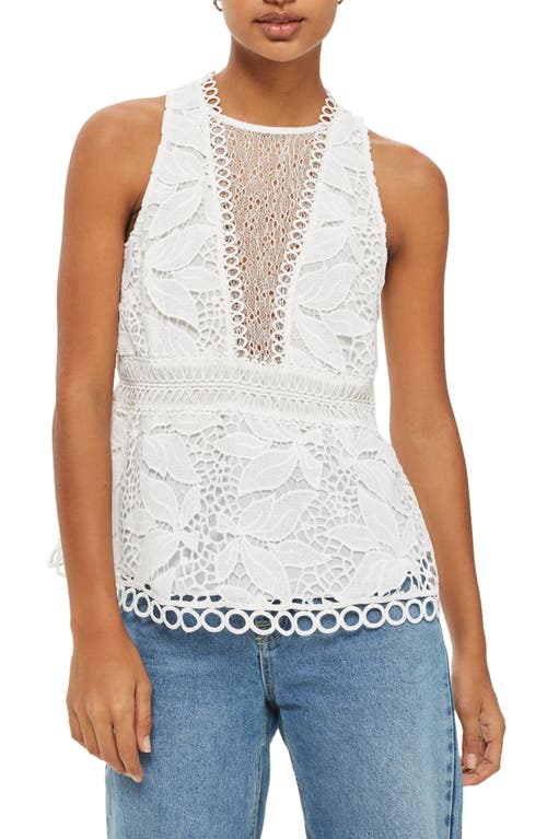 Topshop Lace Peplum Top in Ivory at Nordstrom, Size 4 Us