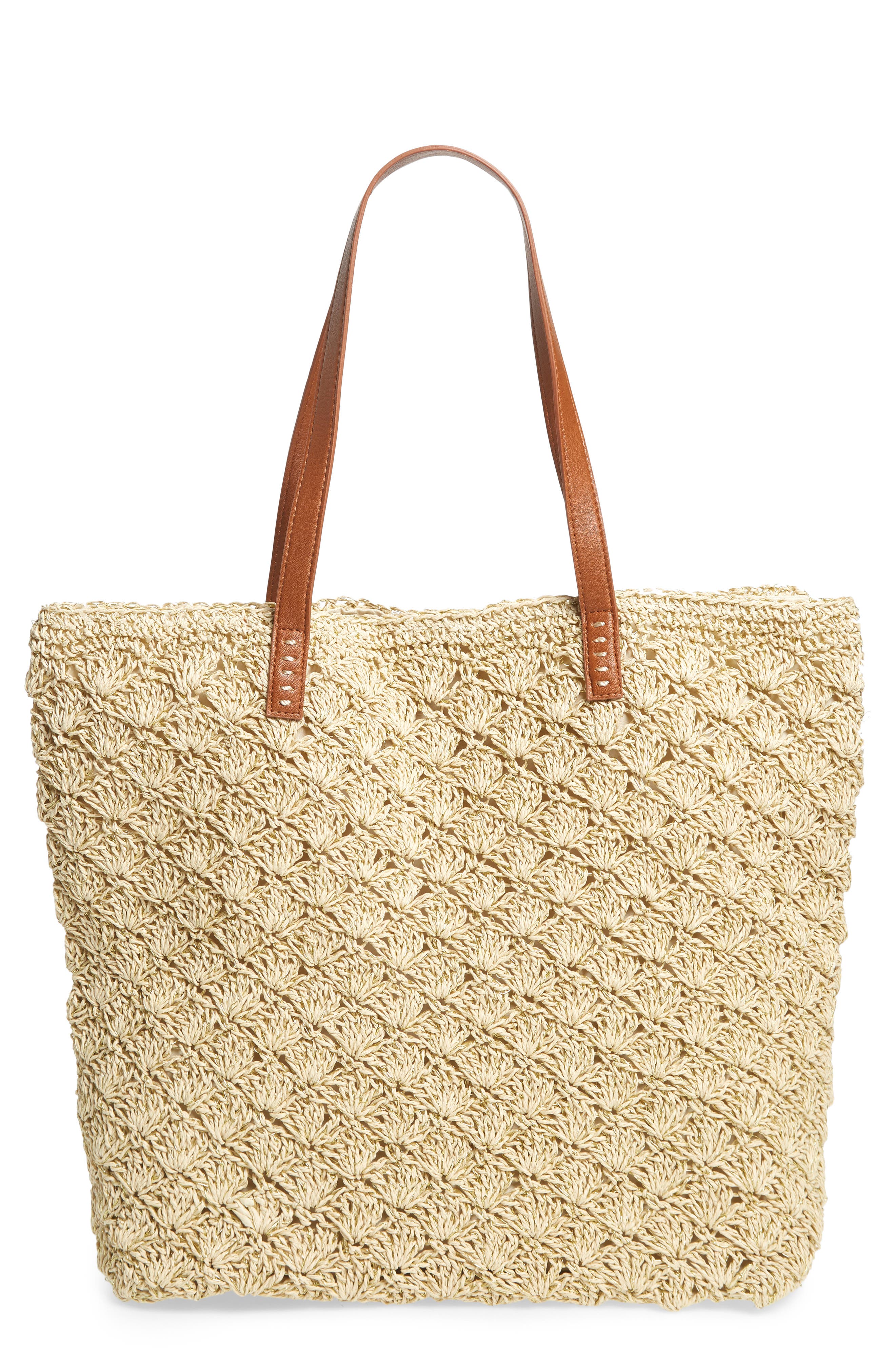 packable straw tote