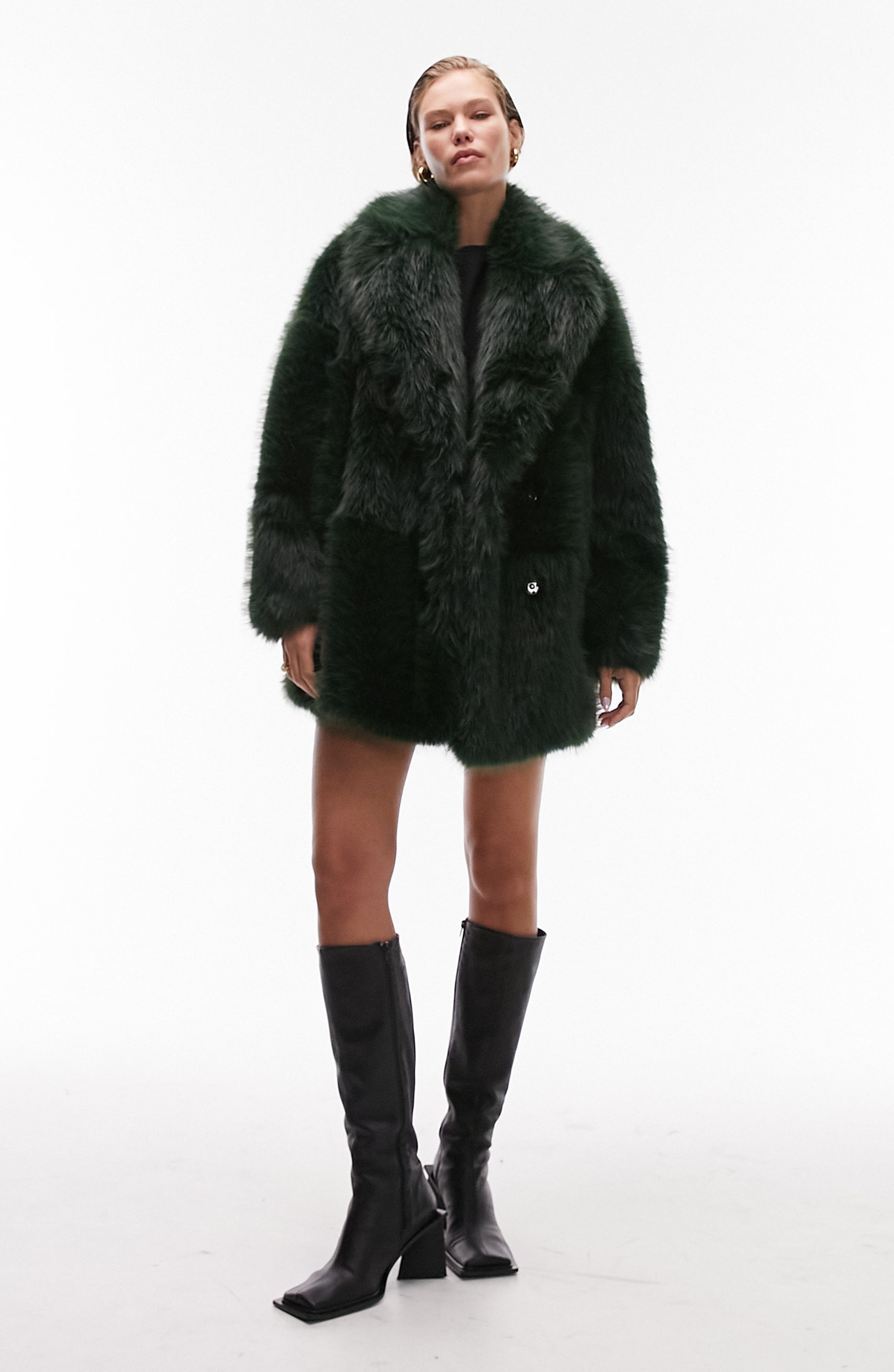 Green fur coat topshop hotsell