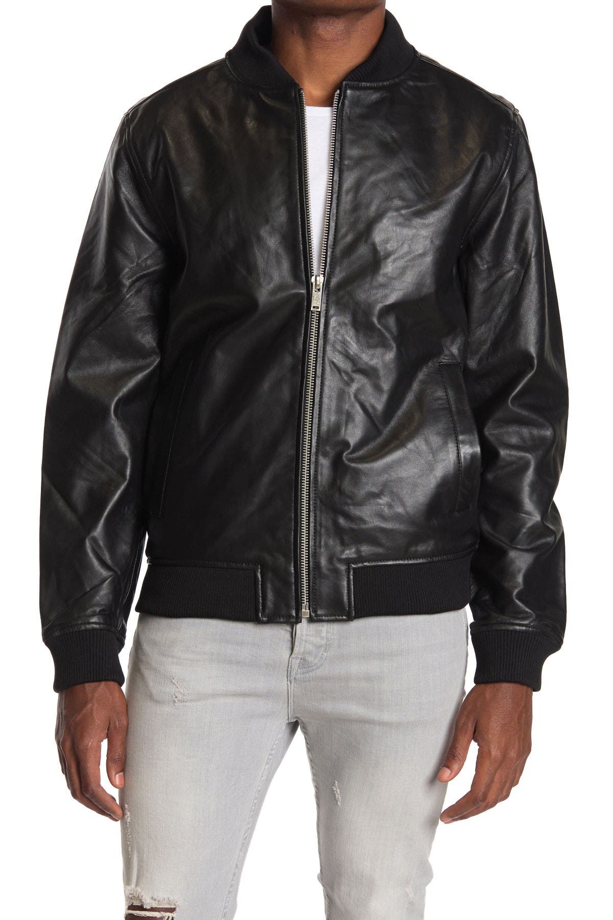 stones leather bomber jacket