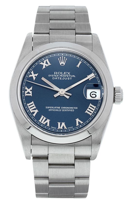 Shop Watchfinder & Co. Rolex  Mid-size Datejust Bracelet Watch, 31mm In Blue/silver