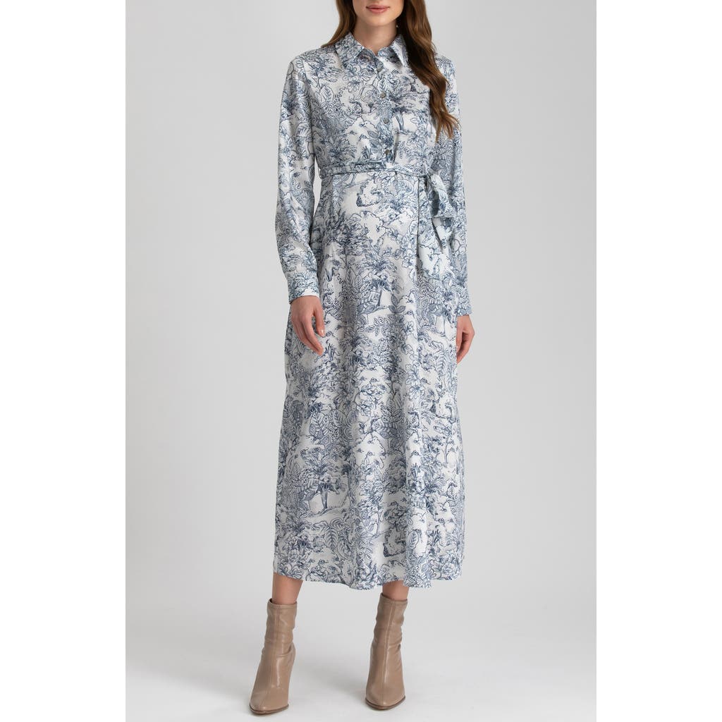Pietro Brunelli Print Long Sleeve Maternity Dress In Dark Blue
