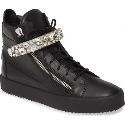 Giuseppe Zanotti Studded High Top Sneaker, Black