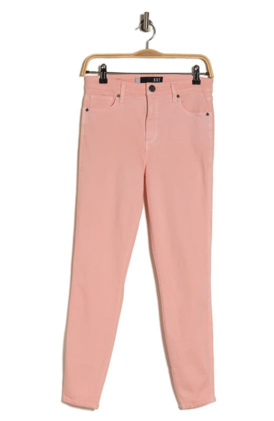 Kut From The Kloth Connie Fab Ab Raw Hem High Waist Ankle Skinny Jeans In Carnation Pink
