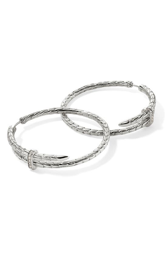 Shop John Hardy Spear Diamond Bypass Hoop Earrings In Silver