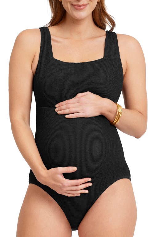 Seraphine Textured Maternity One-piece Swimsuit In Black