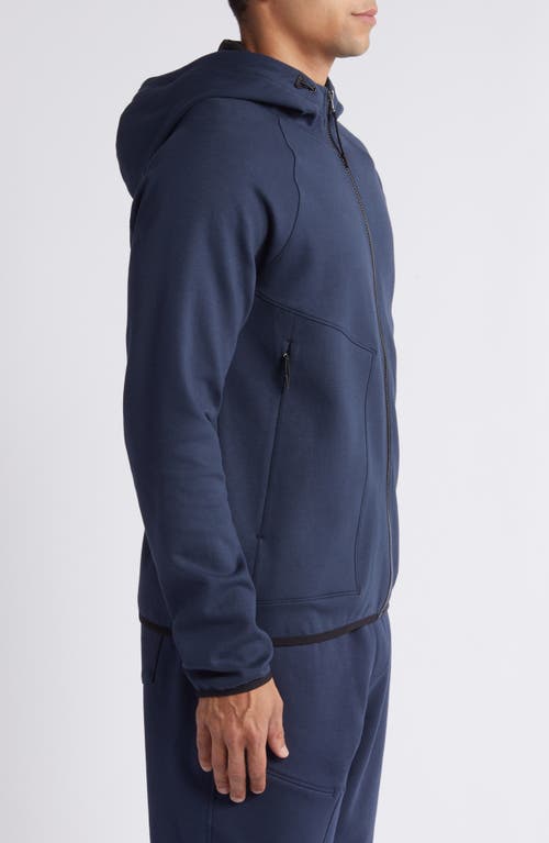 Shop Zella Powertek Full Zip Hoodie In Navy Eclipse