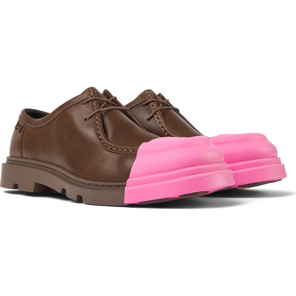 Camper Junction Contrasting-toecap Brogues In Medium Brown/pink