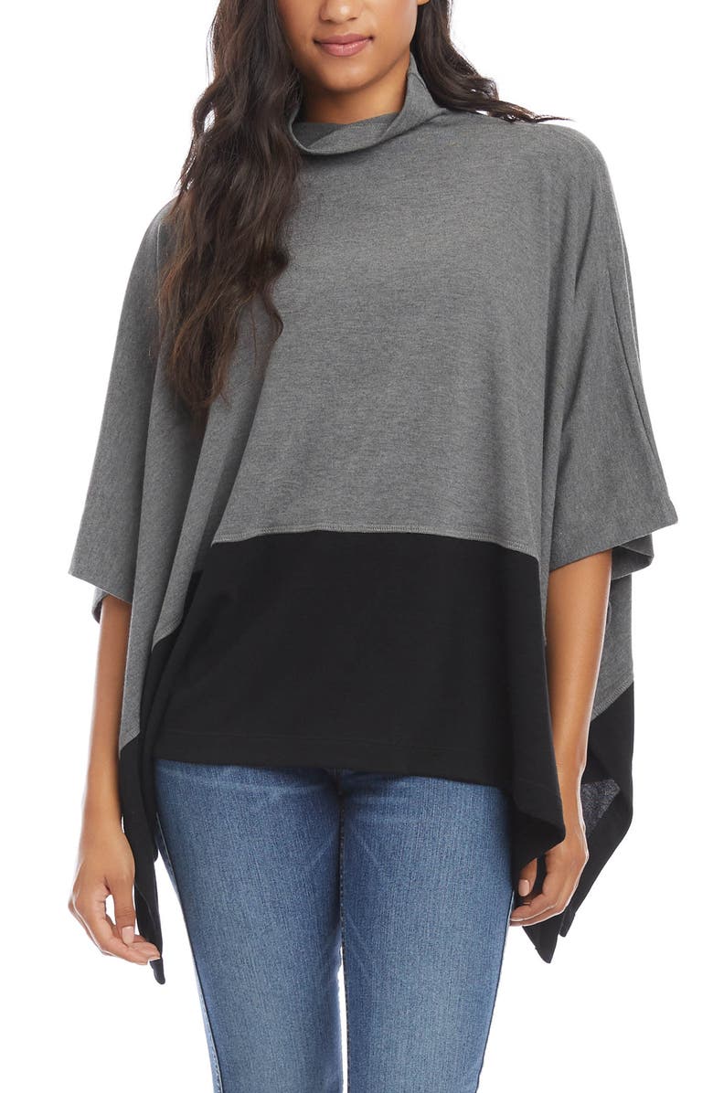 KAREN KANE Colorblock Poncho, Main, color, DARK HEATHER GREY