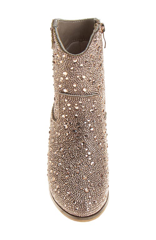Badgley Mischka Collection Kids' Rhinestone Western Boot In Rose Gold