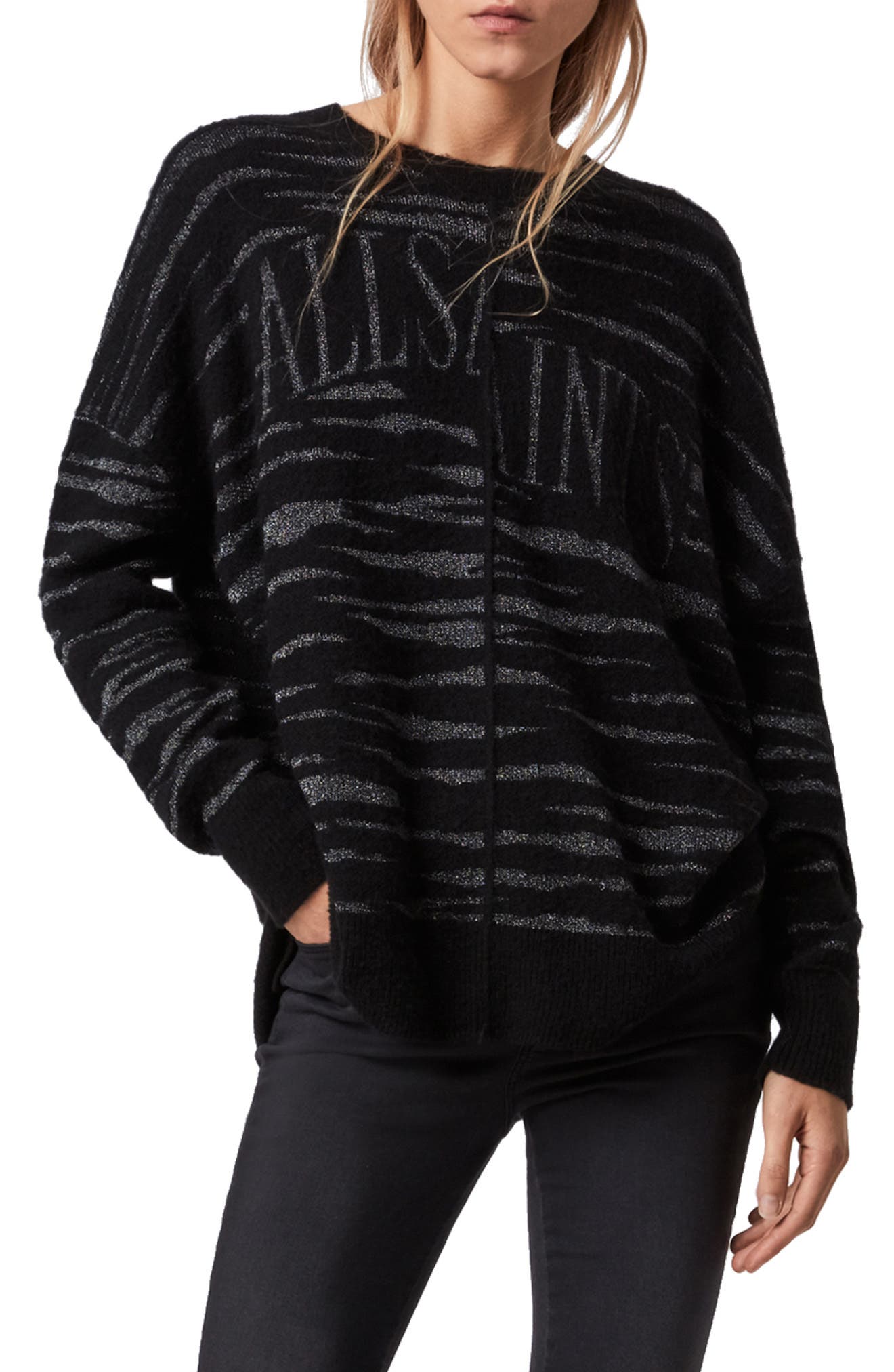 ALLSAINTS SPLIT SAINTS TIGER SWEATER,5059270556545