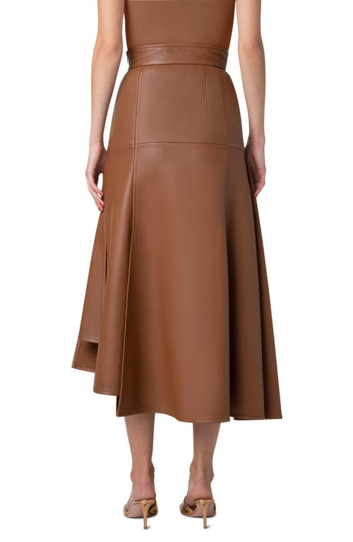 Shop Akris Asymmetric Leather Midi Skirt In Vicuna