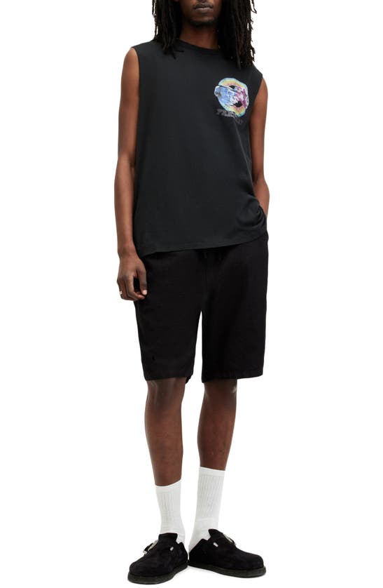 Shop Allsaints Cheech Cotton Graphic Tank In Washed Black