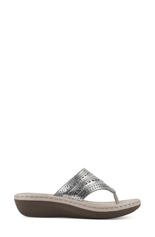 Cliffs By White Mountain Women's Comate Thong Sandal In Silver/metallic/smooth