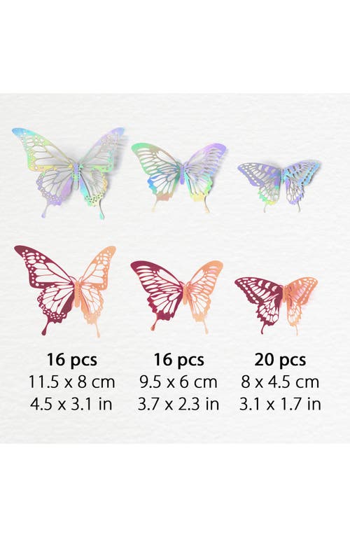 Shop Walplus Rose Gold And Holographic Silver Floral 3d Butterflies Mix In Rose Gold/holographic Silver