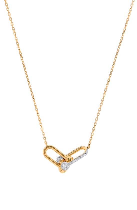 H.j. Namdar Pavé Horseshoe Link Necklace In 14k Yellow And White Gold