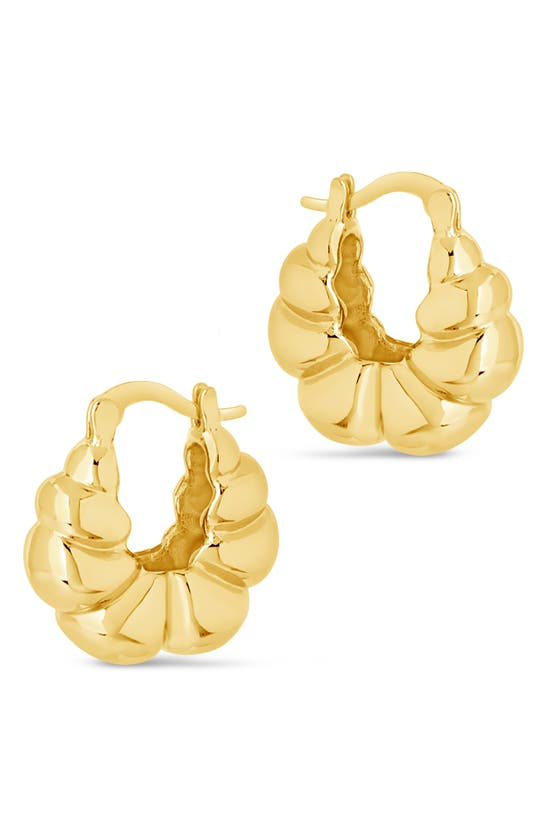 Shop Sterling Forever Petite Croissant Hoop Earrings In Gold
