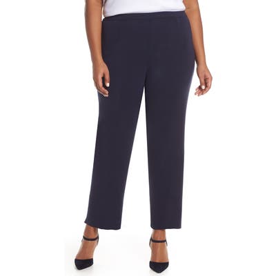 Plus Size Ming Wang Pull-On Ankle Pants, Blue
