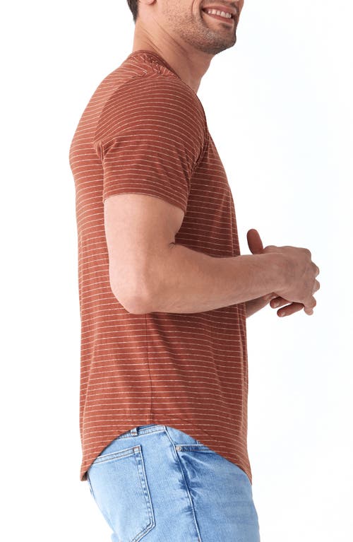 Shop Threads 4 Thought Stripe Short Sleeve Henley In Sandalwood/ecru